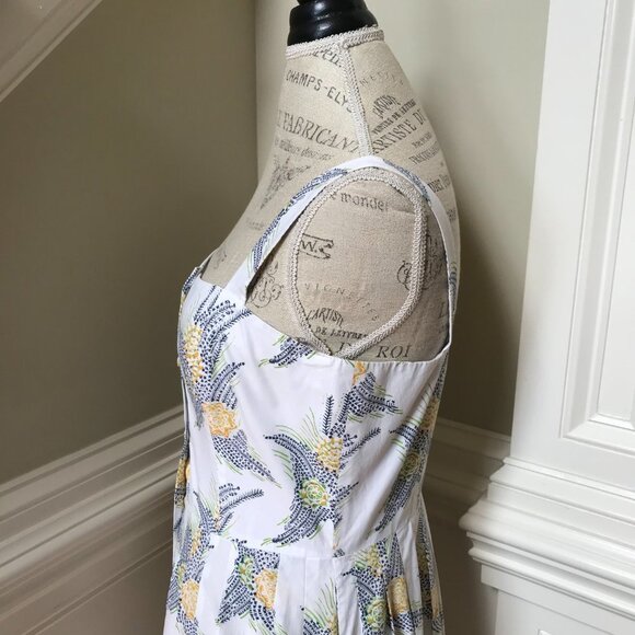 Charlotte Brody Garden Midi Dress Womens Medium White Blue Sleeveless Floral - Picture 12 of 14